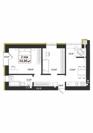 Двокімнатна  квартира 54,9 м в Опришівській слободі з вікном у ванній - фото 1