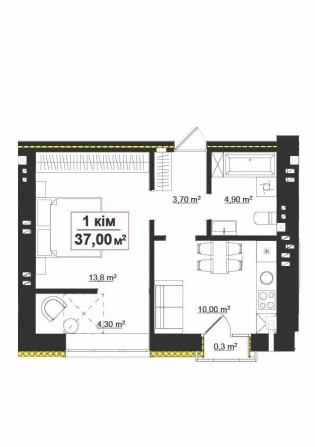 Однокімнатна 37 м Опришівська слобода ТОП без посередників!!! - фото 1