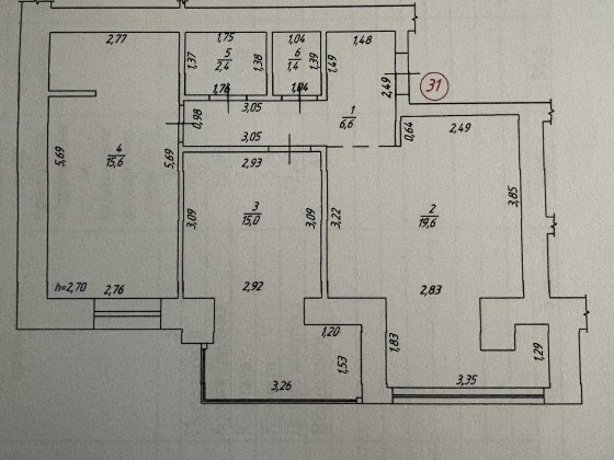 3-кімнатна квартира в Новобудові, ЦЕНТР, 7 поверх, 60.6м2 + комора Кременчук