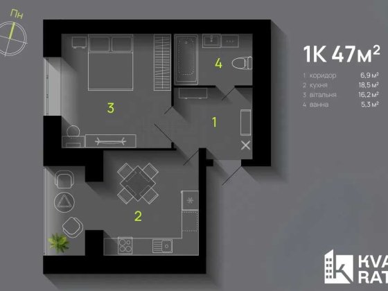 Велика одиничка 48м2 в зданому будинку Ивано-Франковск