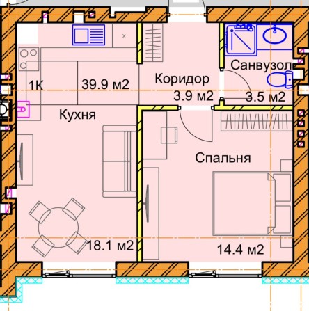Р-н Льнокомбінату 1к квартира - фото 1