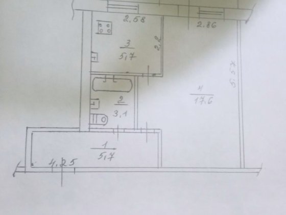 Продаж 1-кімн квартири на 44 кв Кривой Рог