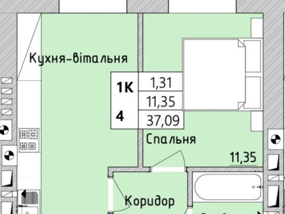 Ірпінь квартира з Видом на ПАРК, 37м² з ГАЗовим опаленням! Ирпень