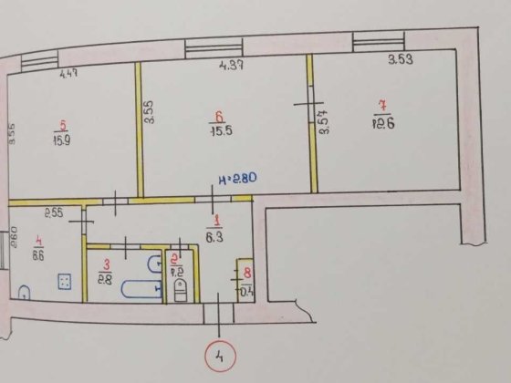 3-кімнатна квартира 2/2п. Карачуни Кривий Ріг