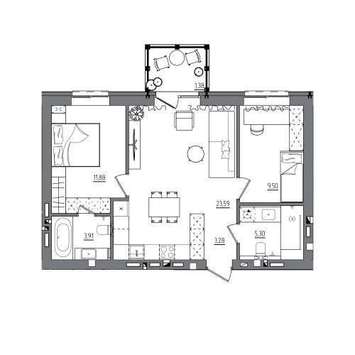 Двокімнатна квартира ТОП планування - фото 1