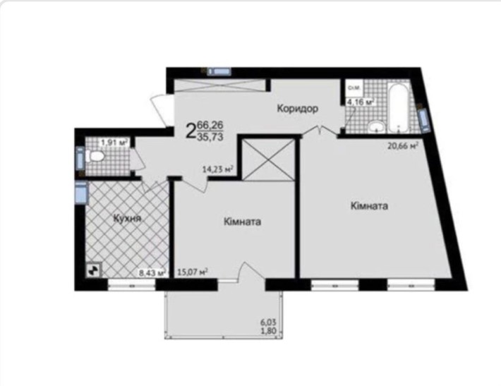 2-х кімнатна новобудова - фото 1