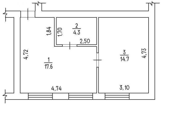 Продаж 2 кімнатної квартири після будівельників, кухня-студіо, спальня Черкассы