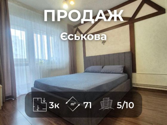 Простора 3-кімнатна квартира Ремонт вул. Курсанта Єськова Ya Чернигов