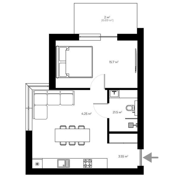 Квартира ЖК "Parkland" - фото 1