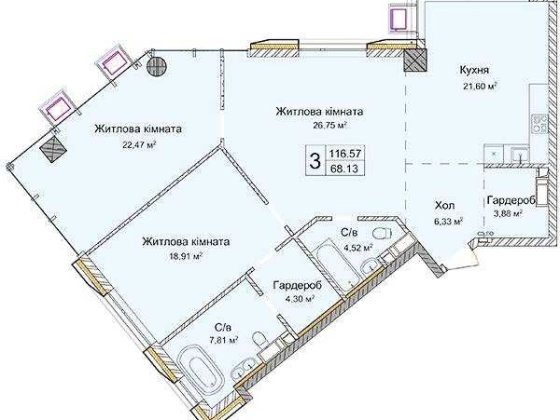Продаж 3 к квартири 116 кв м ЖК Новопечерські Липки 7 черга 9  будинок Киев