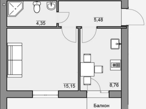 (8) Продам 1-кімнатну квартиру в ЖК Баварія 2741 Винница