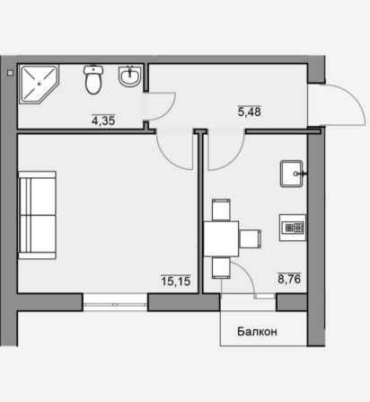 (8) Продам 1-кімнатну квартиру в ЖК Баварія 2741 - фото 1