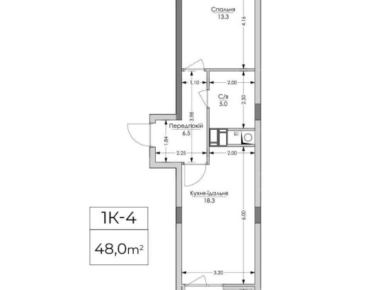 ЖК «Lypynsky» в центрі міста. Велика однушка, 48 м2 Львов