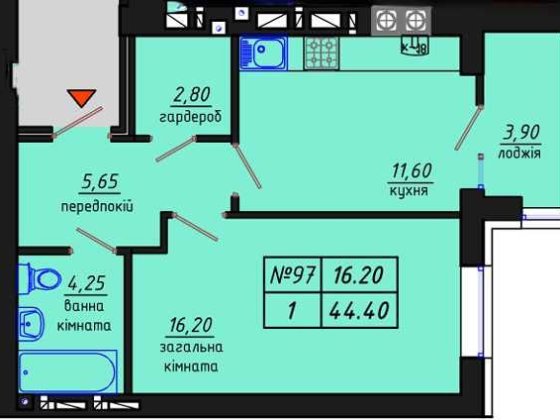 1 кімнатна квартира в новобудові Житомир