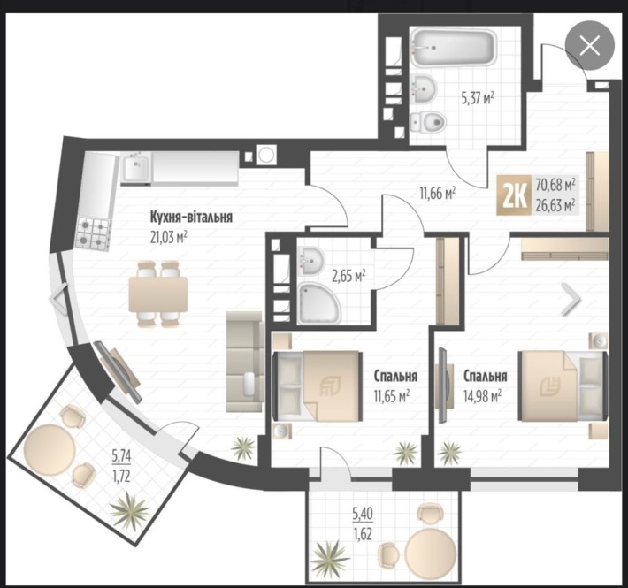 2 кім квартира з видом на Високий Замок без комісії новобудова - фото 1