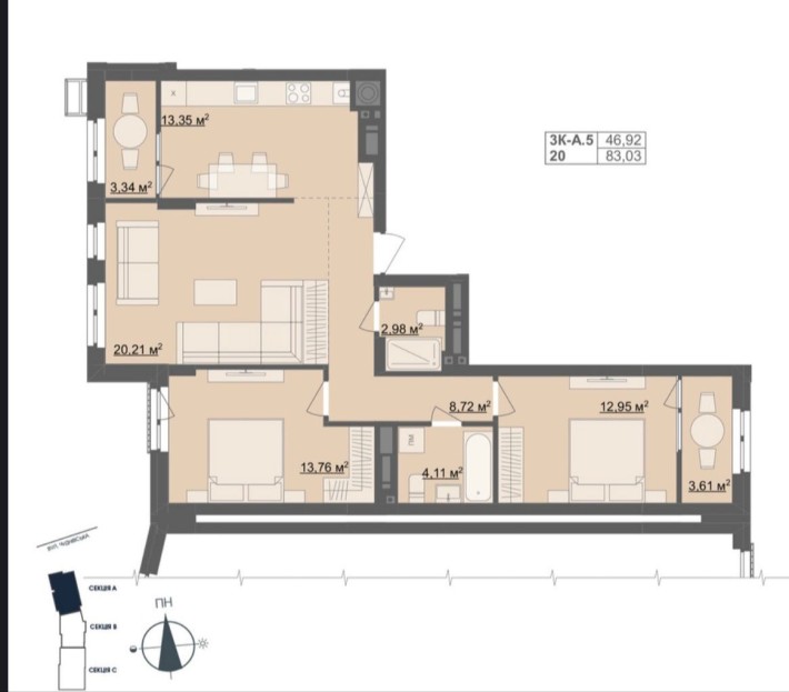 Продам 3 кімнатну квартиру в ЖК Рівер Сіті - фото 1