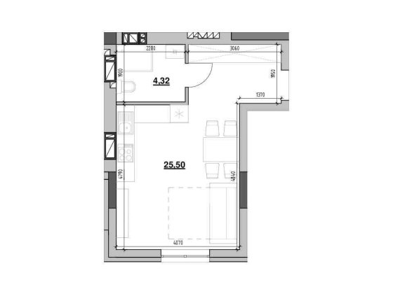 1 кімнатна квартира вул.Рудненська 1200$ кв.м. Львів