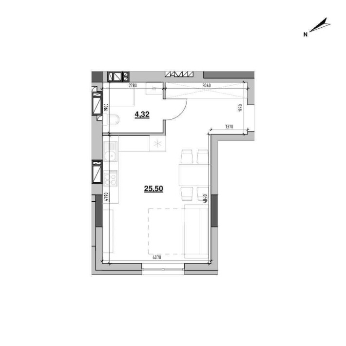 1 кімнатна квартира вул.Рудненська 1200$ кв.м. - фото 1