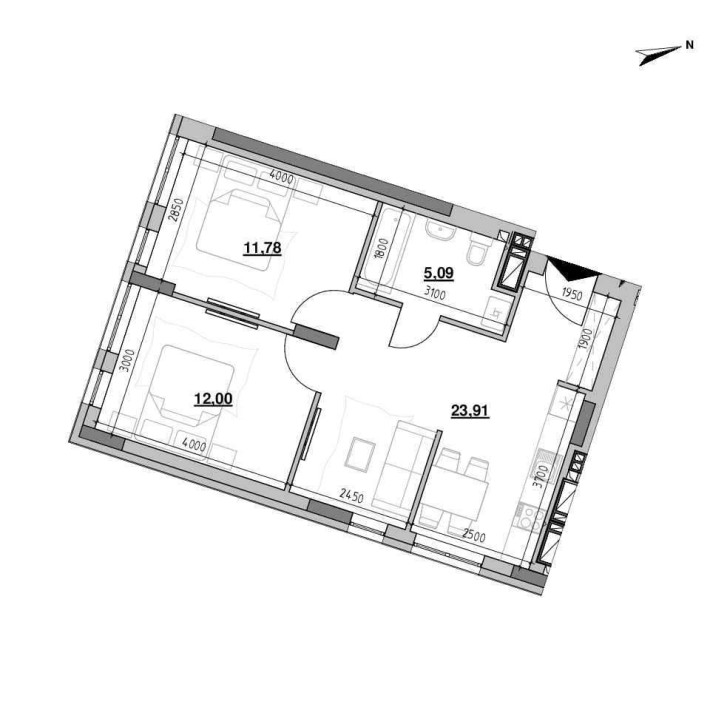 2 кімнатна квартира БЕЗ КОМІСІЇ Вул.Шевченка 1574$ кв.м - фото 1