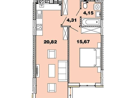 Велика однушка. ЖК "Crystal Avenue". 5 черга. Поруч парк із озером Петропавловская Борщаговка