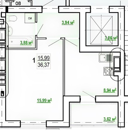 Продам 1 ком квартиру ЖК Гидропарк САМАЯ ДЕШЕВАЯ!! РЕАЛЬНАЯ!! 37м2 VW - фото 1
