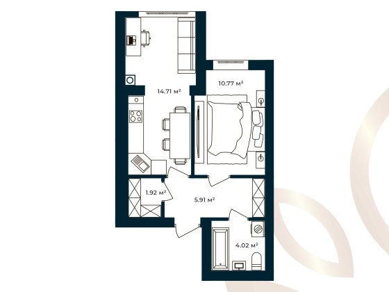 Функціональна 1-кімнатна квартира 37,37м² розстрочка Європейські Липки Софіївська Борщагівка