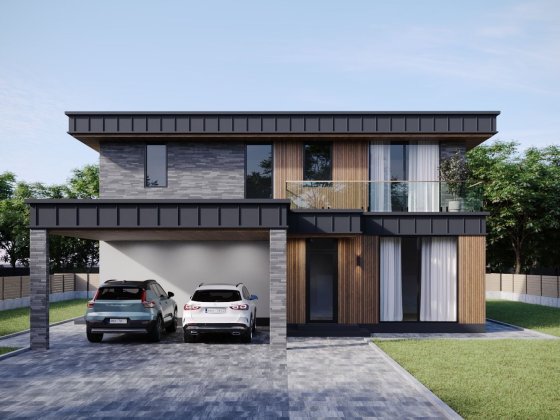 Будинок Хайтек в КМ з цегли 225м2 с. Ходосівка біля лісу Мануфактура Ходосовка