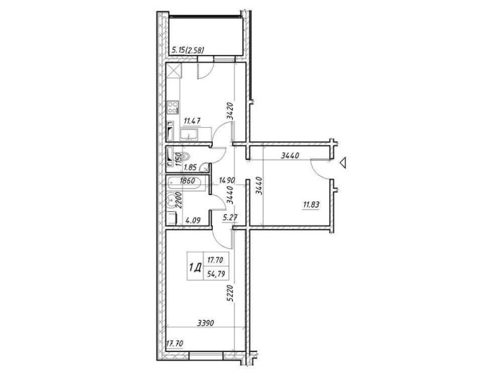 1к квартира 54,79 м ЖК Навігатор-2  , вул Коноплянська, 22 - фото 1