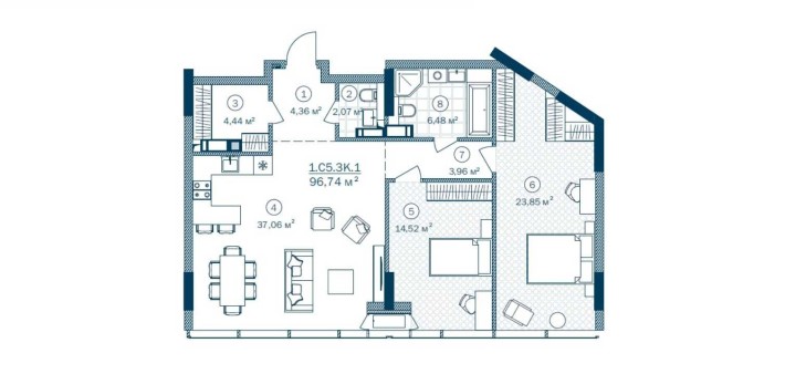 (ВІД ЗАБУДОВНИКА) 2к квартира 96.74 м2 ВИДОВА у ЖК "Rusaniv Residence" - фото 1