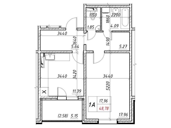 1к квартира 48,78м  ЖК Navigator - 2 ул Коноплянська, 22 - фото 1