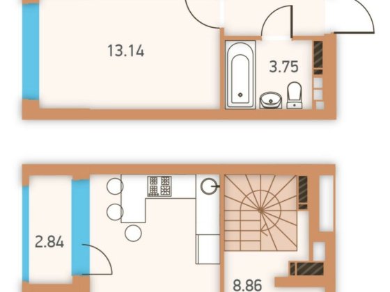 ЖК Twin House 2 рівнева 2-комнатна  квартира Київ