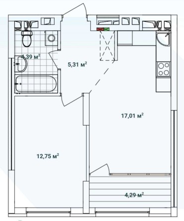 БЕЗ % Варшавський 3 , буд 10.4 , планування 1С2 - фото 1