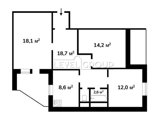Трикімнатна квартира 81,3м2 вул.Підлісна 2 АППС м.Академмістечко Киев