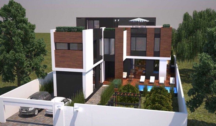 Дом в стиле "Хай-Тек". Тульская/2-й Китобойный пер. 10 Фонтана. 1V8 - фото 1