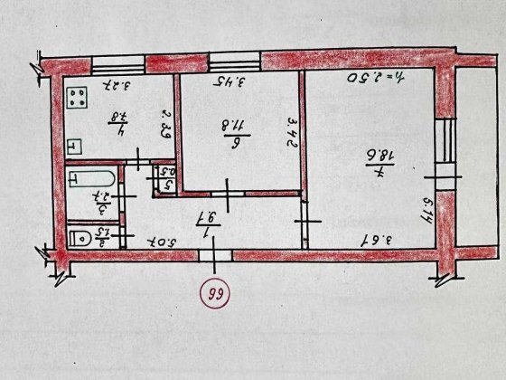 2к, 53,9 м², центр Глухів, 4 пов., від власника Глухов