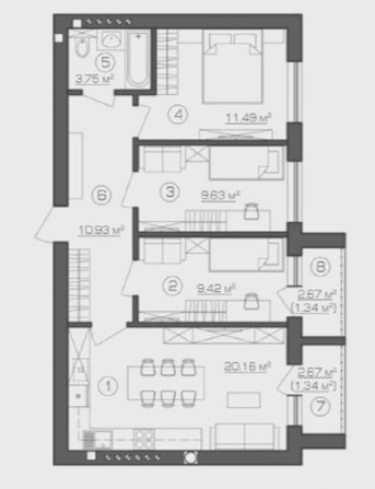 Квартира (3к) з індивідуальним газовим опаленням та кухнею 20 метрів. - фото 1