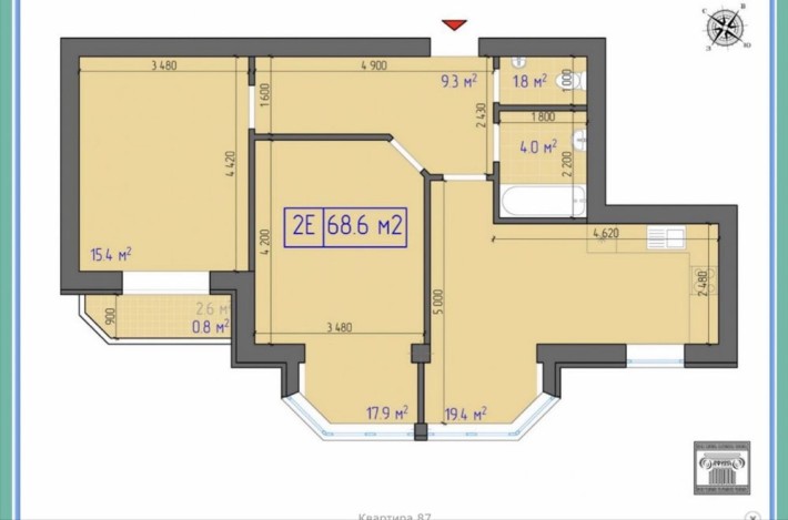 2-ух комнатная квартира в ЖК Афина 2 - фото 1