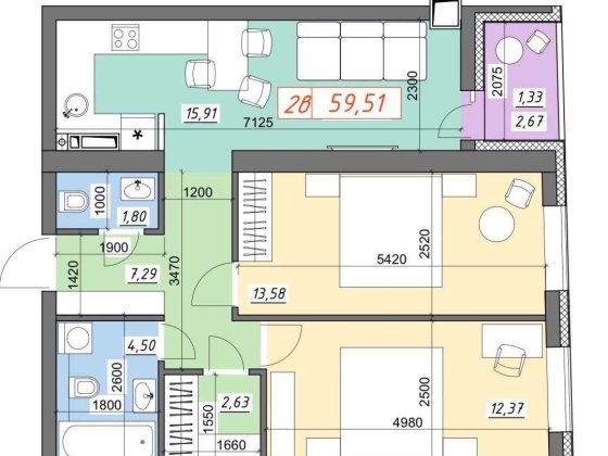 Продаж просторої 2к квартири поруч з Академмістечком Коцюбинське