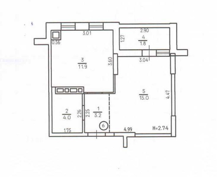 1 кім. кв. з індивідуальним опаленням , 36м2 - фото 1