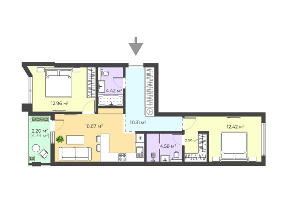 2К квартира в новому житлово-оздоровчому комплексі Хуст