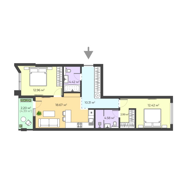 2К квартира в новому житлово-оздоровчому комплексі - фото 1