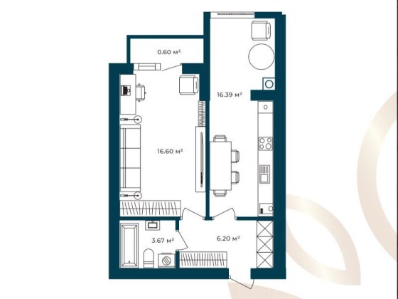 1-кімнатна 43м²,ЖК Європейські Липки | держпрограми, розтермінування. Святопетровское