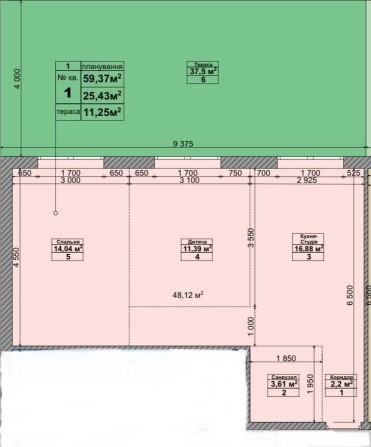 Продаж двокімнатної квартири 48м2 з двором 37м2 - фото 1