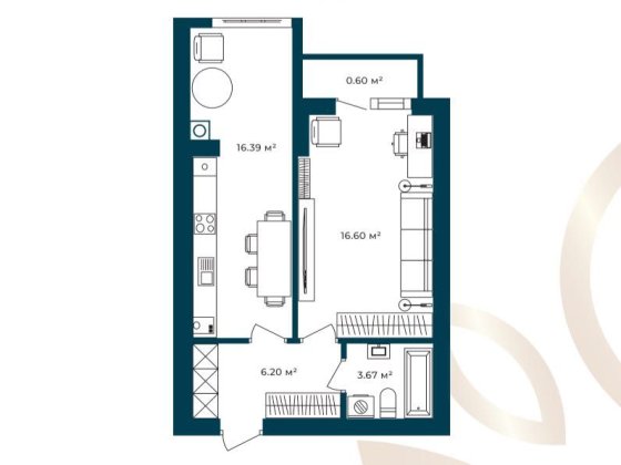 1-кімнатна 43м²,ЖК Європейські Липки | держпрограми, розтермінування. Святопетровское