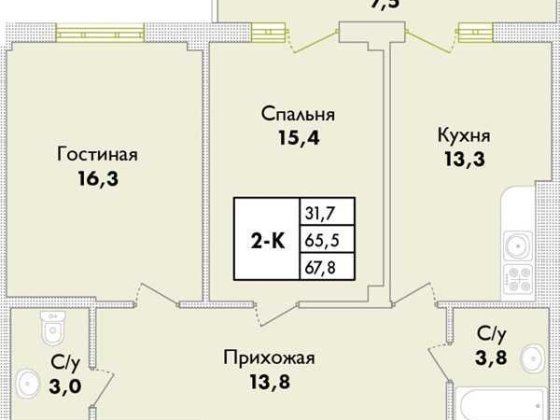 2-кімнатний простір для щастя 67,1м2. Дитячий садок та школа поруч Бурлачья Балка
