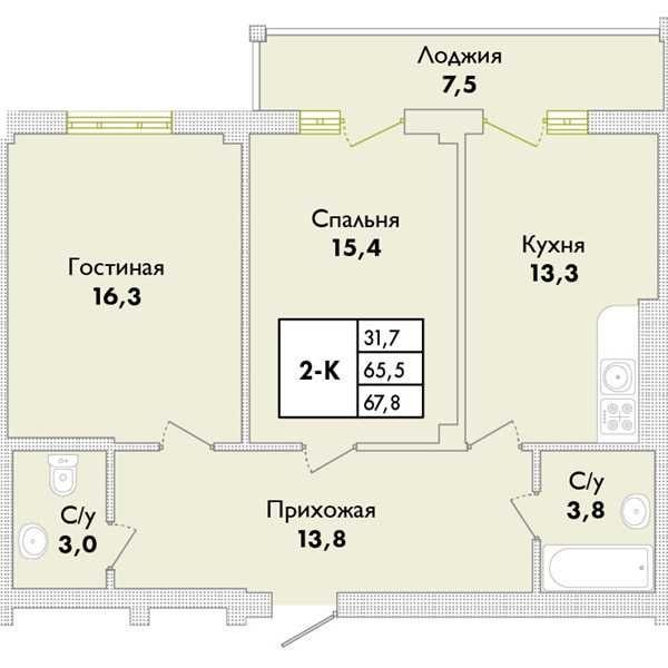 2-кімнатний простір для щастя 67,1м2. Дитячий садок та школа поруч - фото 1