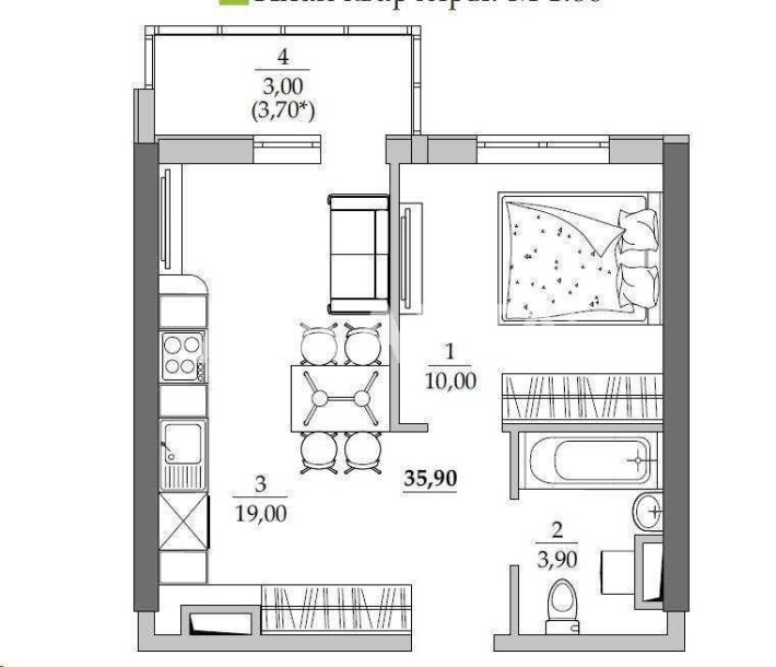 1 комнатная квартира на Таирово ЖМ  Дружный - фото 1