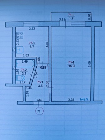 Квартира 1-кiмнатна, 3 поверх - фото 1
