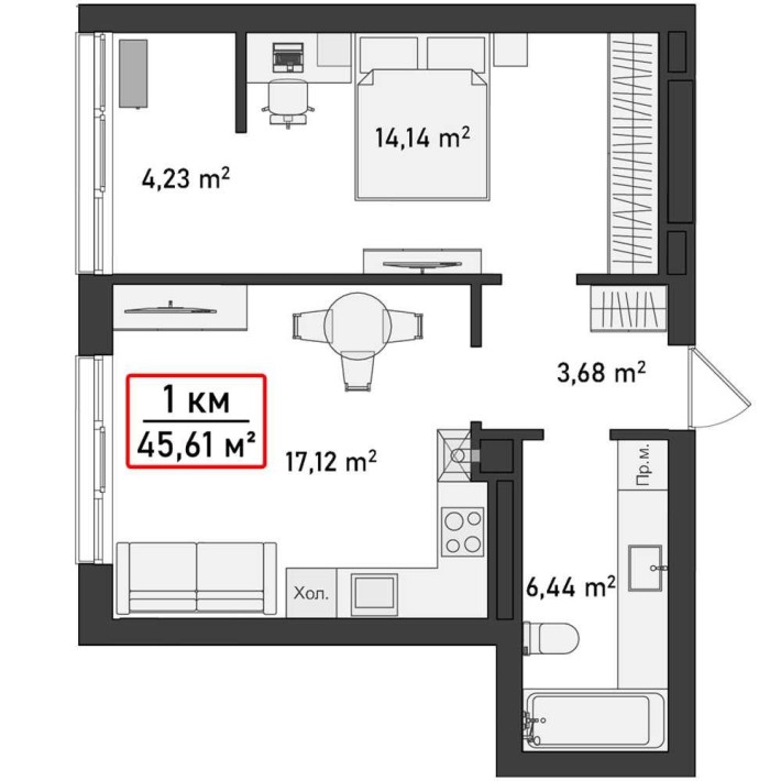 Квартира 45,61 м2 у новому ЖК Акварелі на Пасічній за акційною ціною! - фото 1