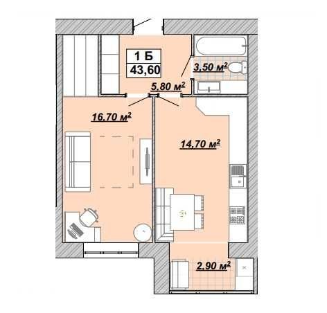 Однокімнатна, центр,Галицька,1-кімн, видова,новобудова,Княгинин - фото 1